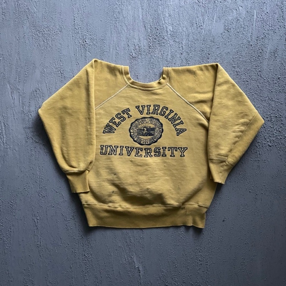 Vintage West Virginia University Sweatshirt Men Large Yellow 1960s Champion